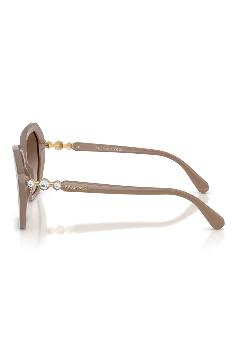 56mm Polarized Irregular Geometric Sunglasses, Alternate, color, OPALINE BROWN/ BROWN GRADIENT