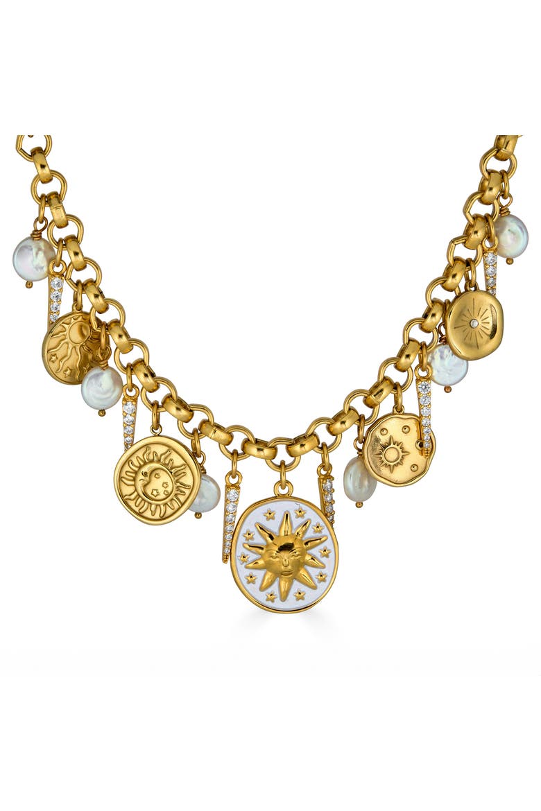 Celestial Charm Necklace, Alternate, color, Gold