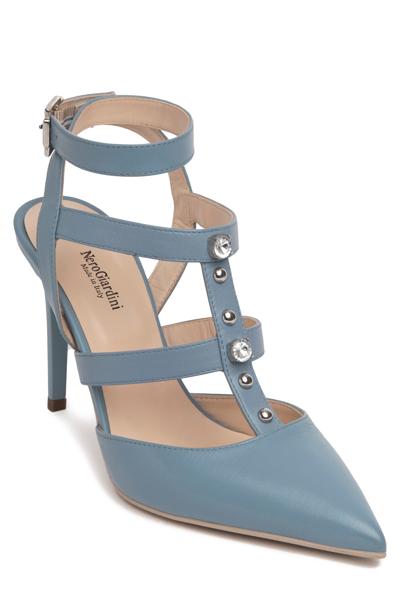 Strappy Pointed Toe Pump, Main, color, BLUE