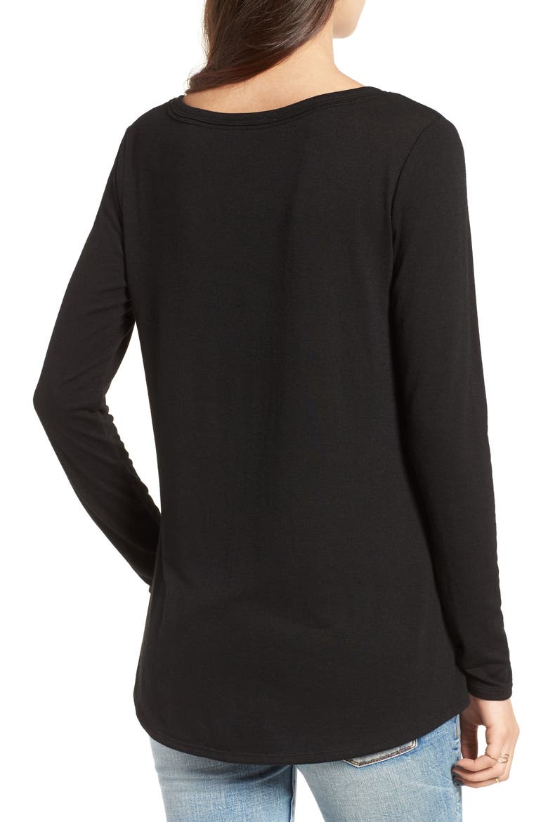 Strap Front Tee, Alternate, color, BLACK