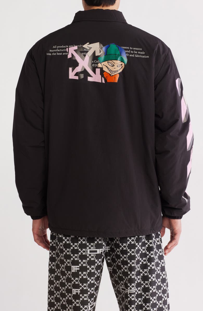 Off-White Graffiti Puppet Graphic Coach's Jacket, Alternate, color, 