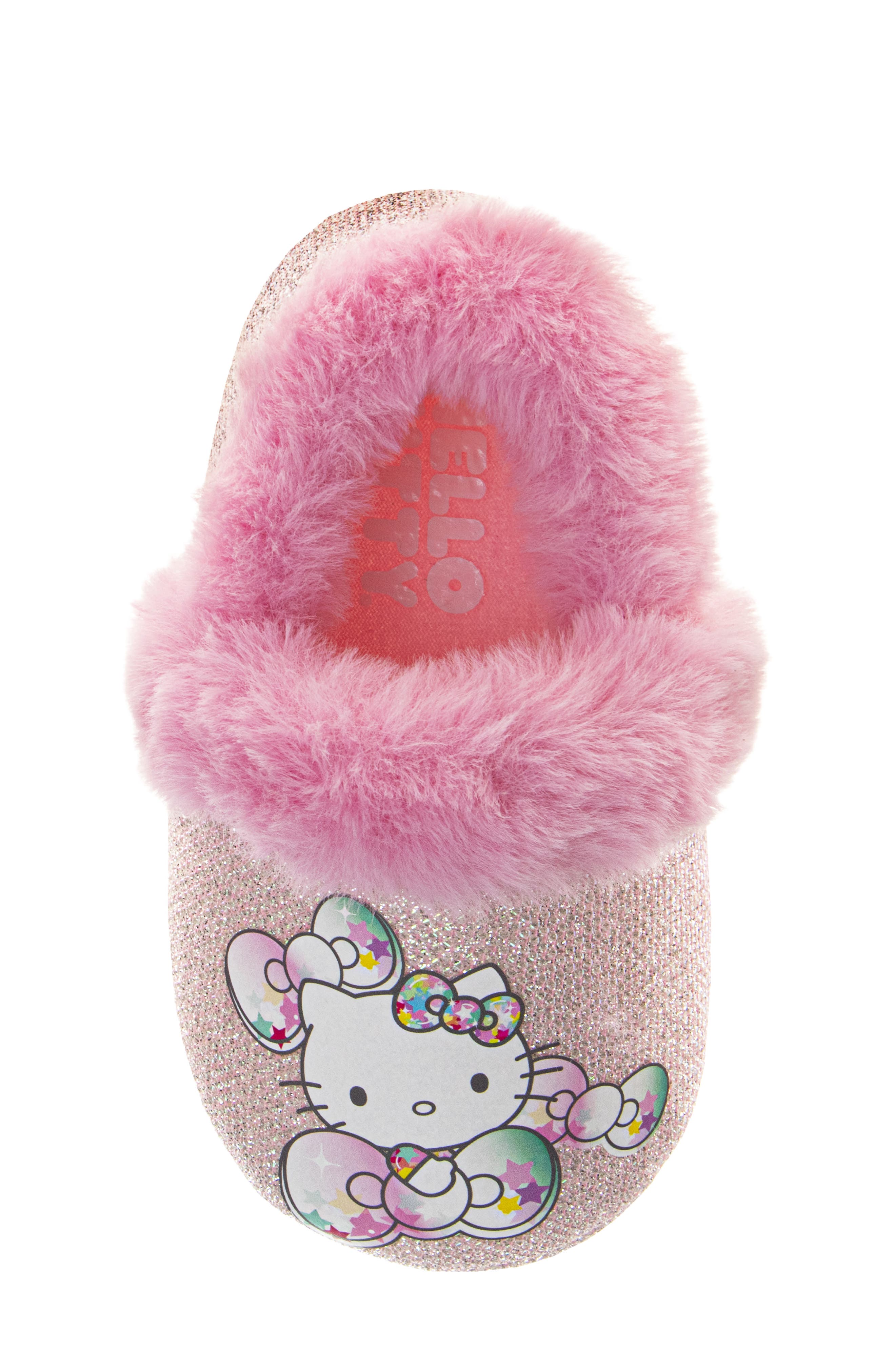 JOSMO Kids' Hello Kitty<sup>®</sup> Faux Fur Trim Slipper, Alternate, color, Pink