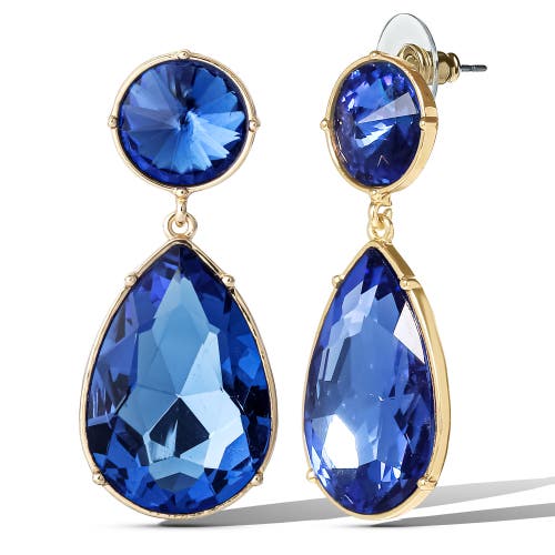 Jessica Simpson Blue Teardrop Statement Earrings In Metallic