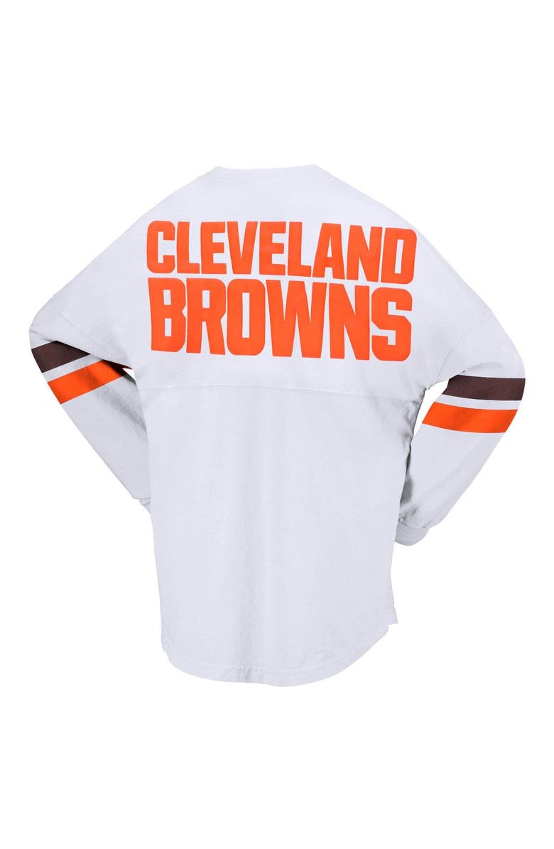 FANATICS Women's Fanatics Branded White Cleveland Browns Spirit Jersey Lace-Up V-Neck Long Sleeve T-Shirt, Alternate, color, White