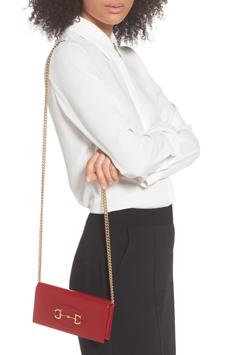 Gucci 1955 Horsebit Leather Wallet on a Chain, Alternate, color,