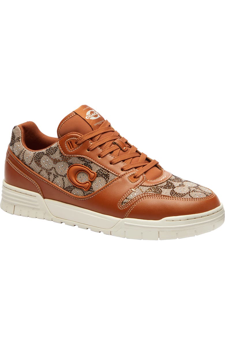 COACH Crystal Signature Jacquard Sneaker, Main, color, Cocoa/ Burnished Amber