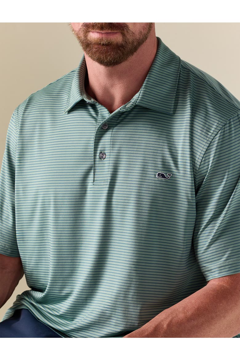 Big & Tall Striped Sankaty Performance Polo Shirt, Alternate, color, OLIVE MOONSHINE