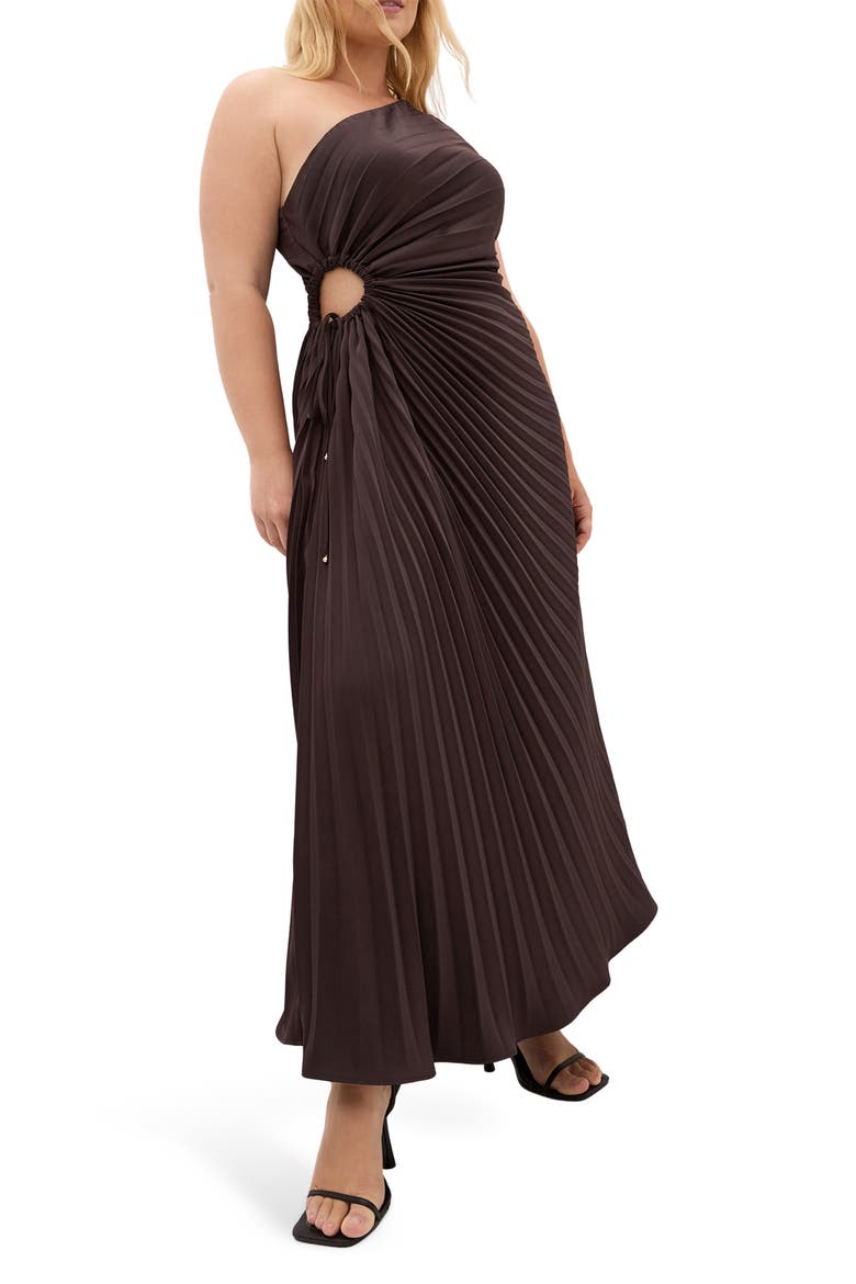 Aliza One-Shoulder Dress, Alternate, color, CHOCOLATE