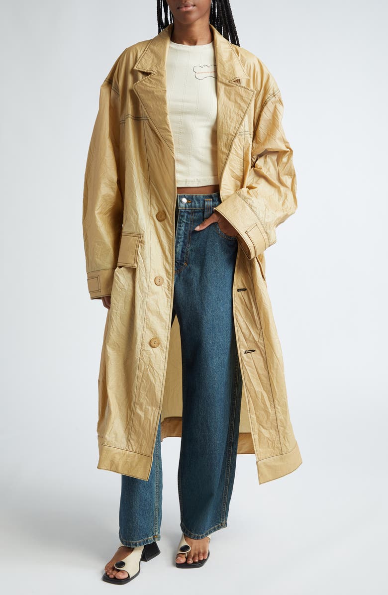 Eckhaus Latta Oversize Coated Nylon Trench Coat, Main, color, 