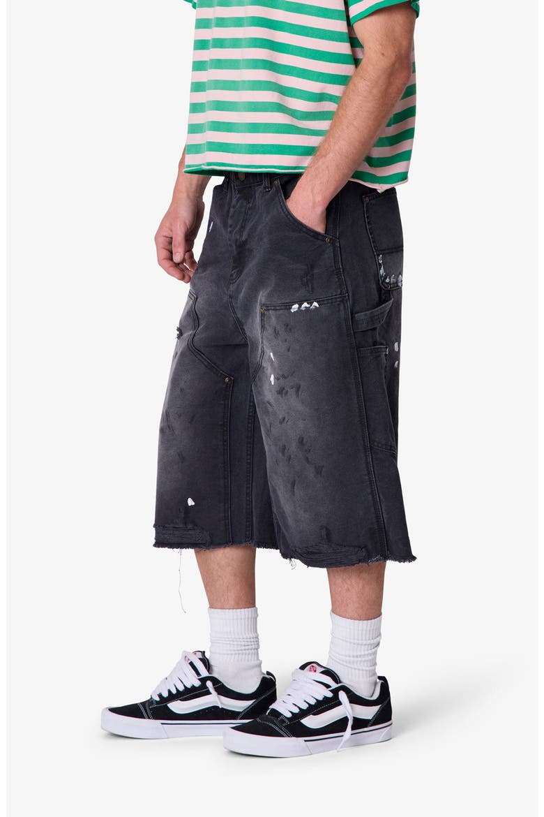 Ultra Baggy Distressed Work Shorts, Alternate, color, BLACK