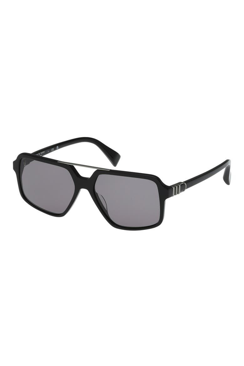 56mm Navigator Sunglasses, Alternate, color, SHINY BLACK / SMOKE LENSES