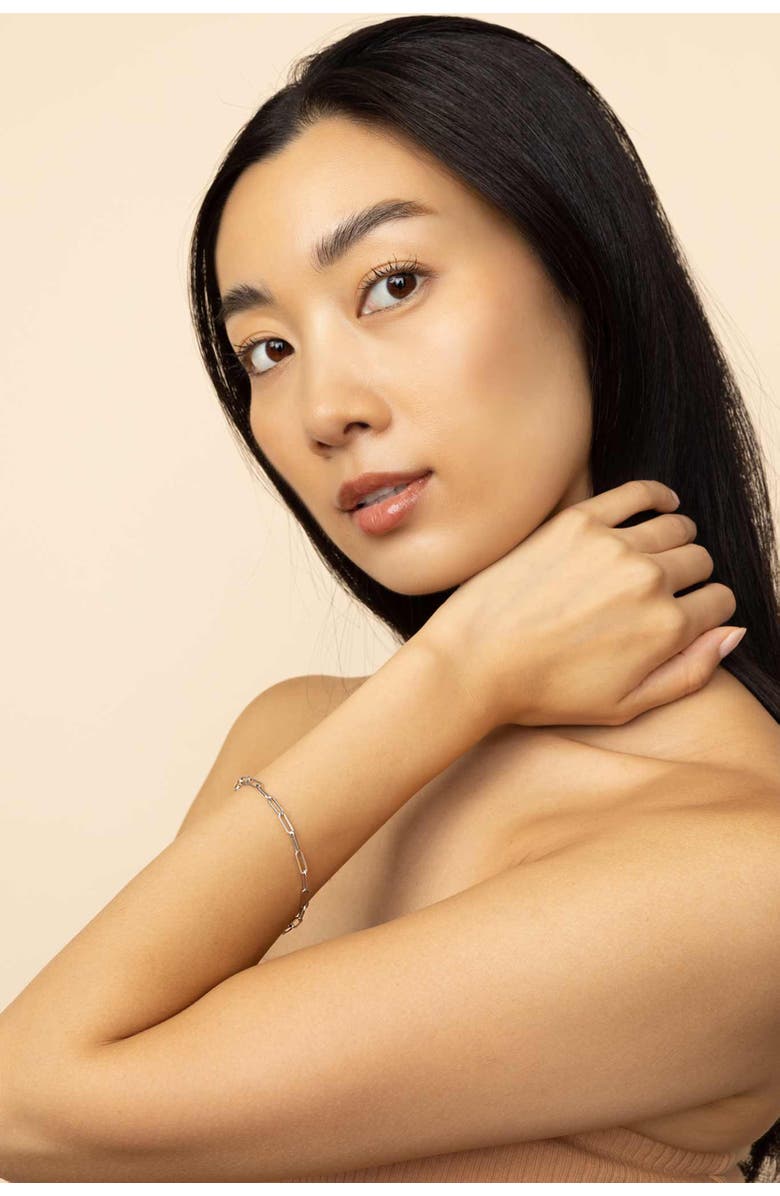 Oradina 14K Gold Venice Link Bracelet, Alternate, color, White Gold