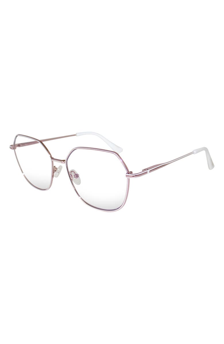 Fifth & Ninth Selena 54mm Geometric Blue Light Blocking Glasses, Alternate, color, Rose Gold/ Clear