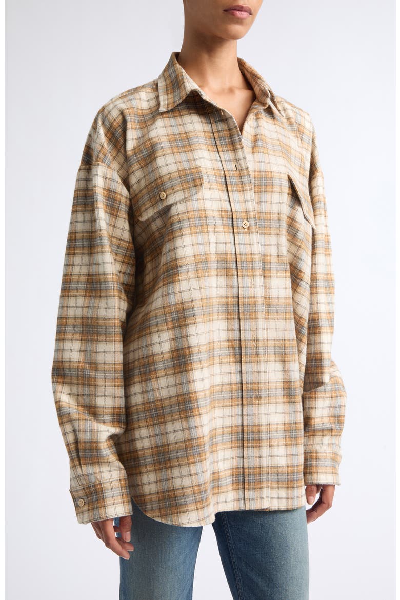 The Big Shirt Plaid Cotton Shirt, Alternate, color, GOLD PLAID