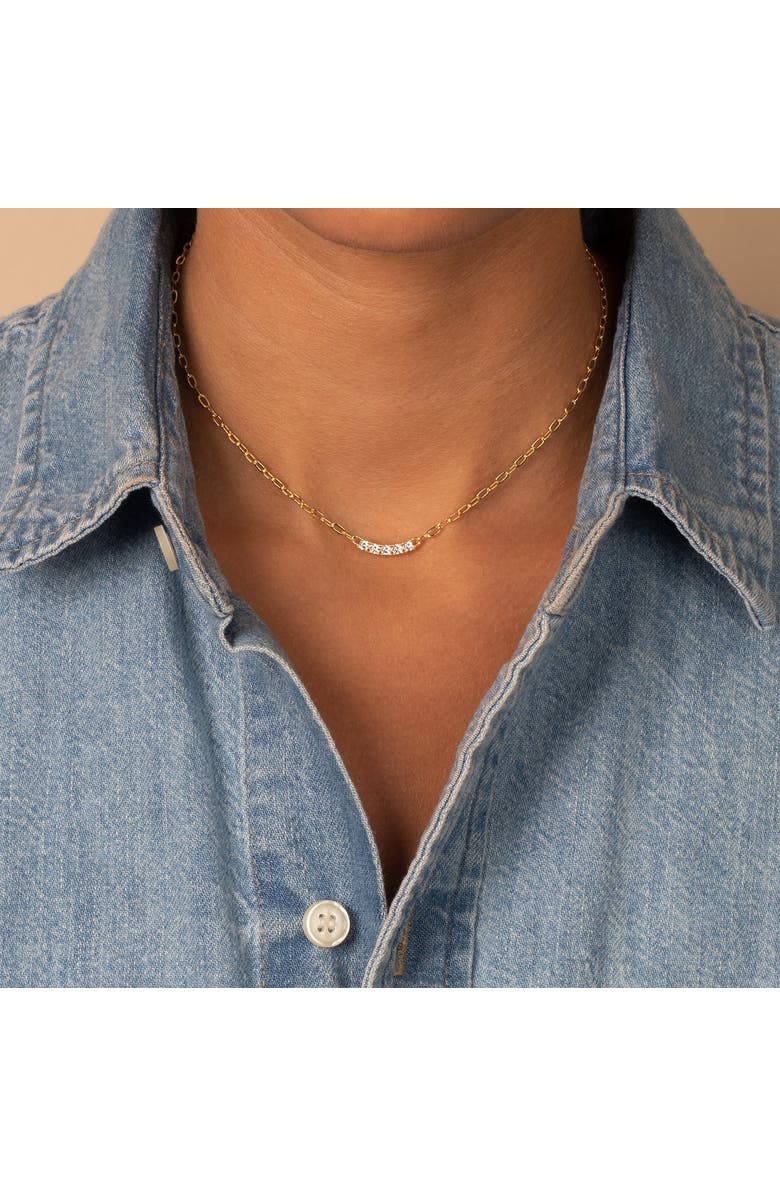BY ADINA EDEN CZ Bar Paperclip Necklace, Alternate, color, 