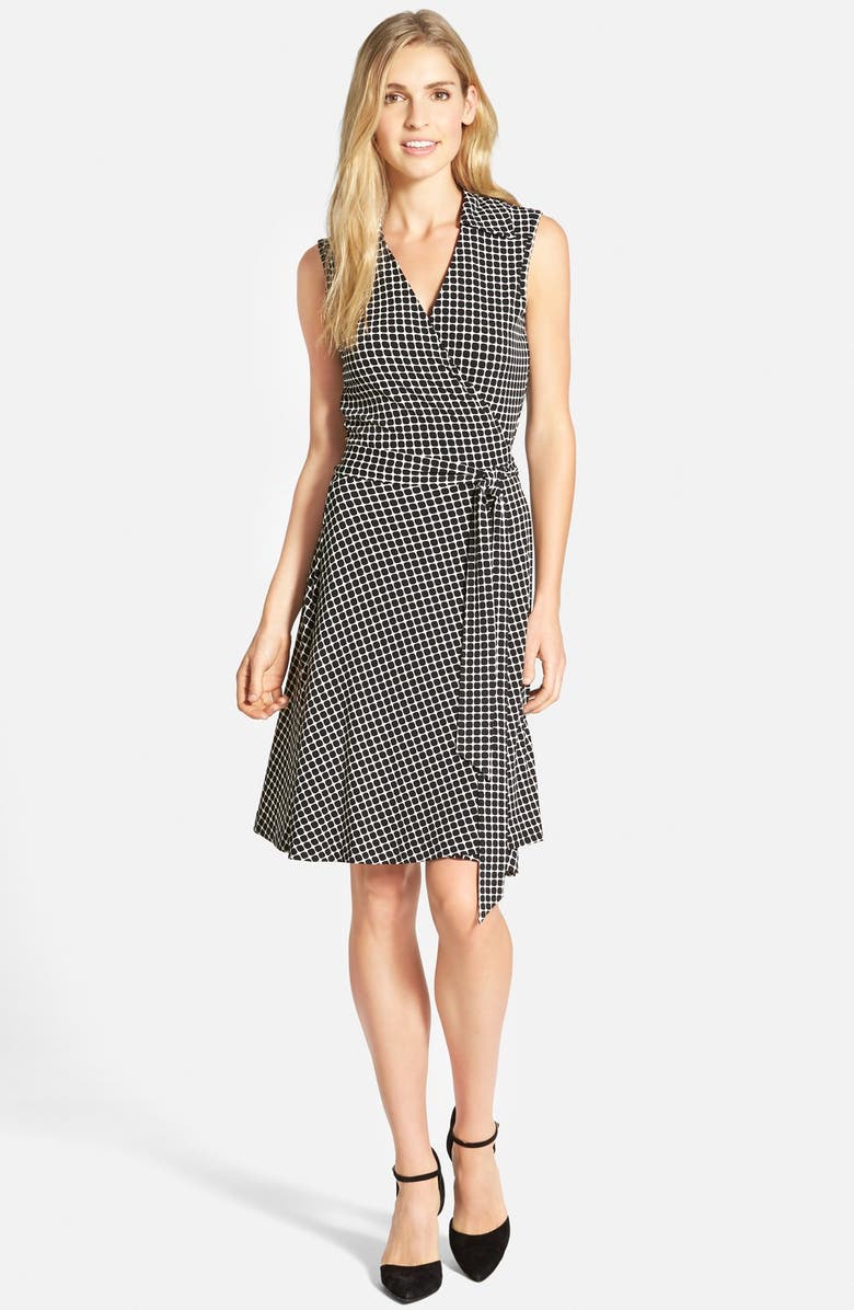Vince Camuto 'Graphic Boxes' Sleeveless Wrap Dress, Main, color, 