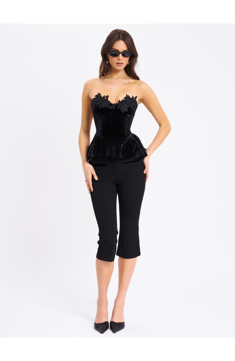 Miss Circle Kristy Velvet Decorating Flare Cropped Pants, Alternate, color, Black