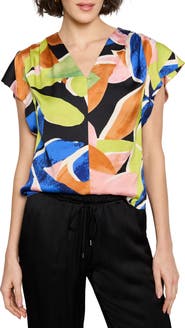 NIC+ZOE Mega Blooms Flutter Sleeve Top