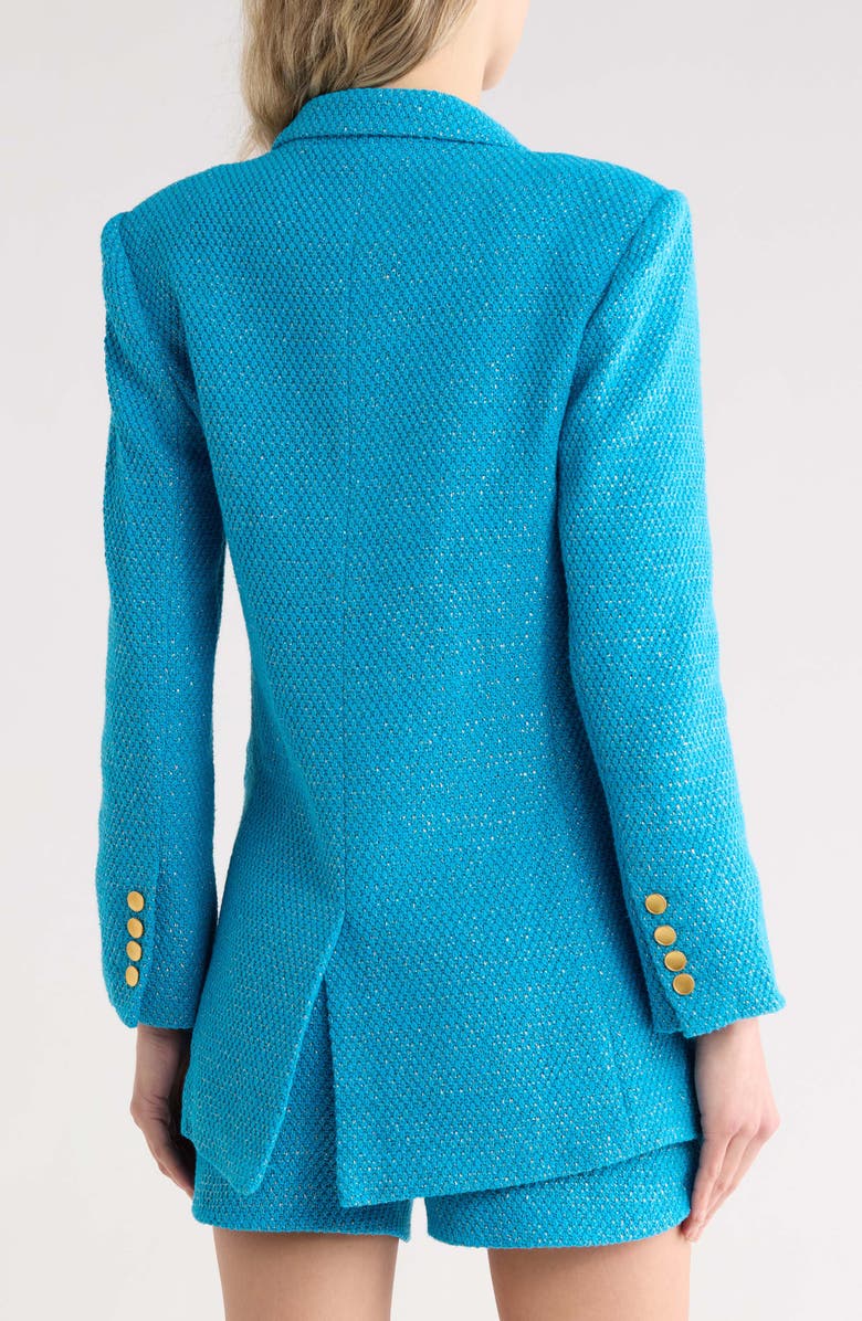 L'AGENCE Riva Double Breasted Knit Blazer, Alternate, color, Blue Teal