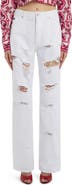 Dolce&Gabbana Ripped Wide Leg Nonstretch Jeans