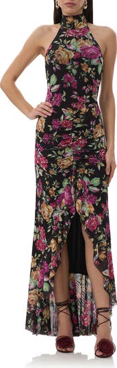 Mirella High-Low Mesh Halter Dress