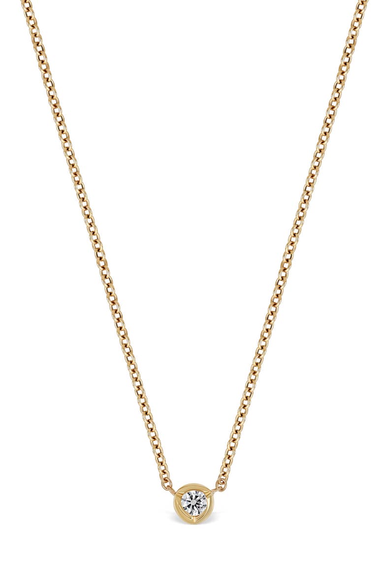 Petite Bezel Diamond Solitaire Necklace, Main, color, YELLOW