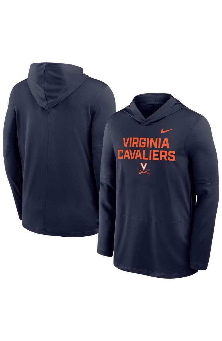 Nike Men's Nike Navy Virginia Cavaliers 2025 Sideline Dri-FIT Long Sleeve Hoodie T-Shirt, Main, color, Navy