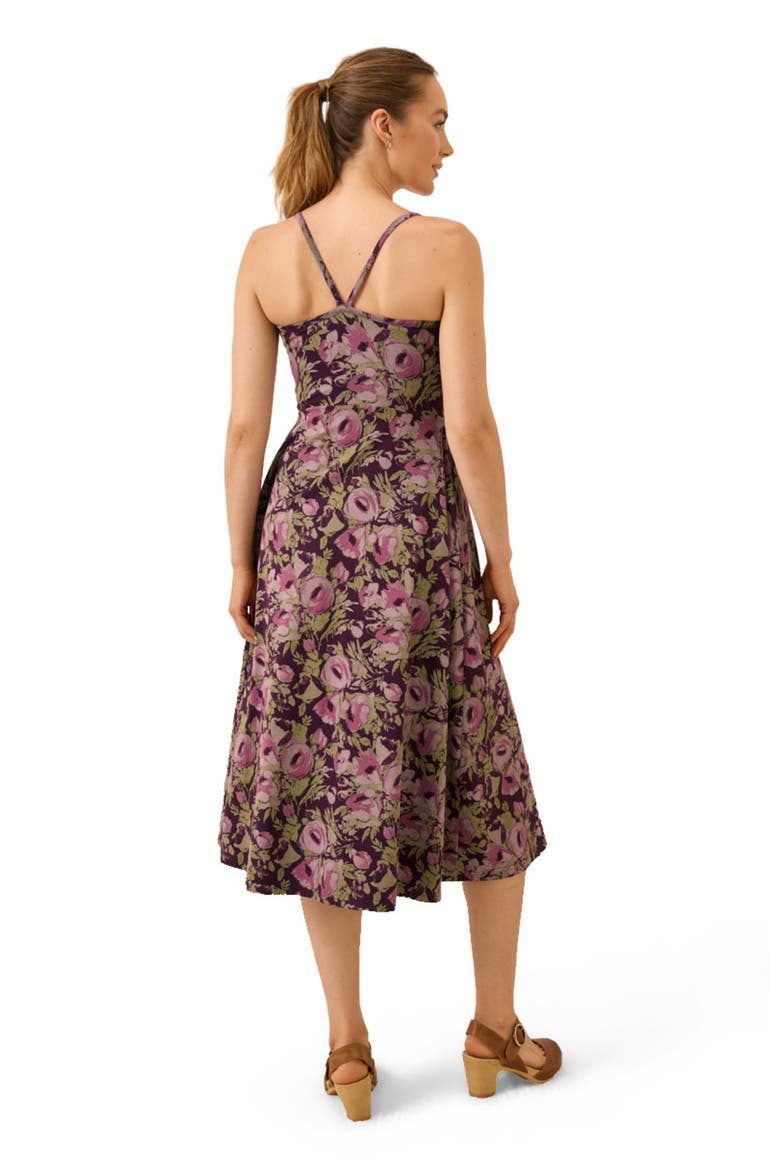 Organic Cotton Fit & Flare Midi Dress, Alternate, color, Gathered Joys Berry Jam