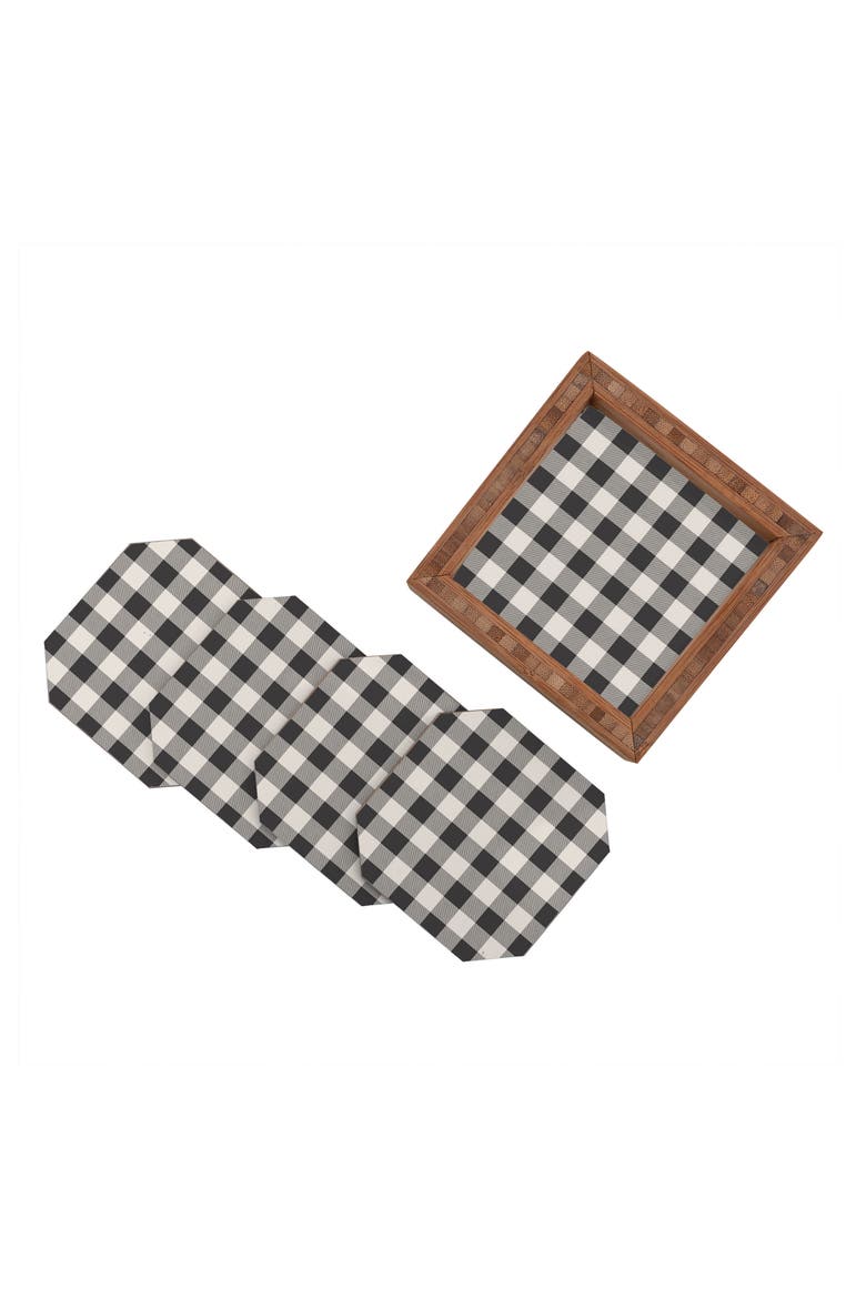 Gingham Set of 4 Coasters, Alternate, color, BLUE