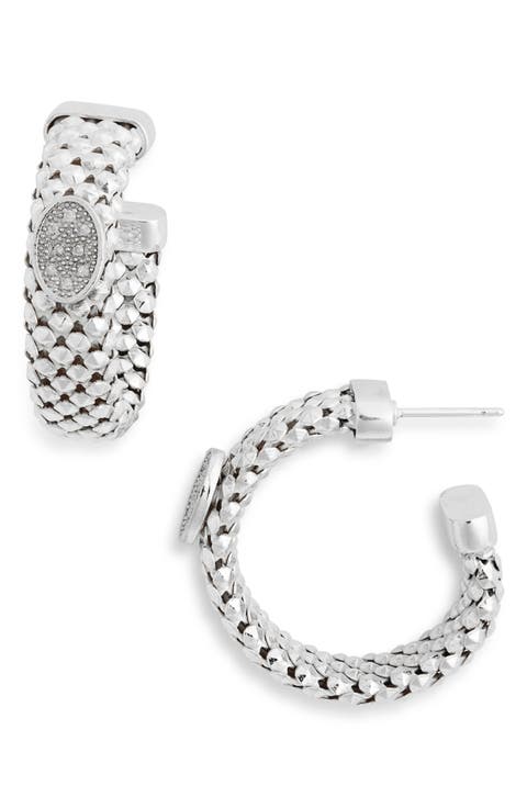 Diamond Oval Hoop Earrings - 0.12ct.