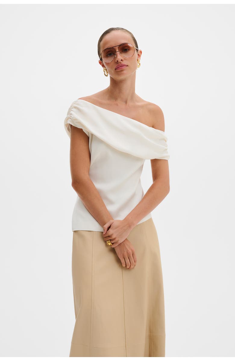 Malina Seleah Draped Asymmetrical Top, Main, color, Vanilla