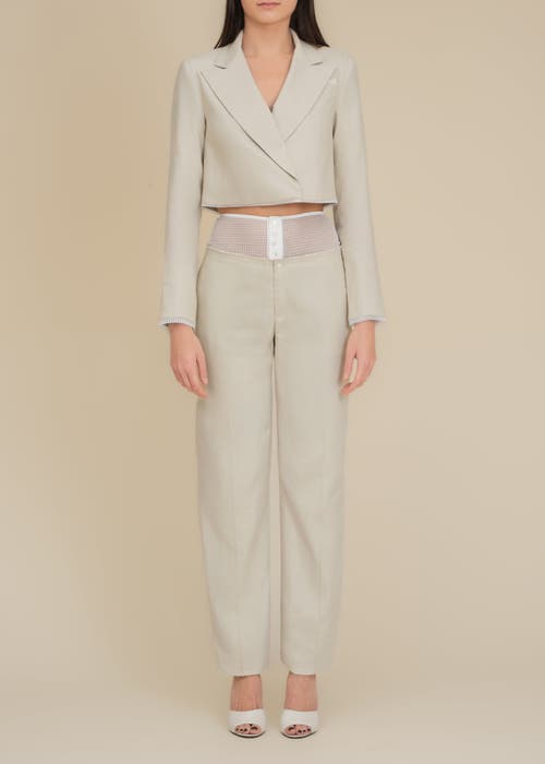Contessa Mills Linen Laissez High-waisted Stretch Pants In Blue