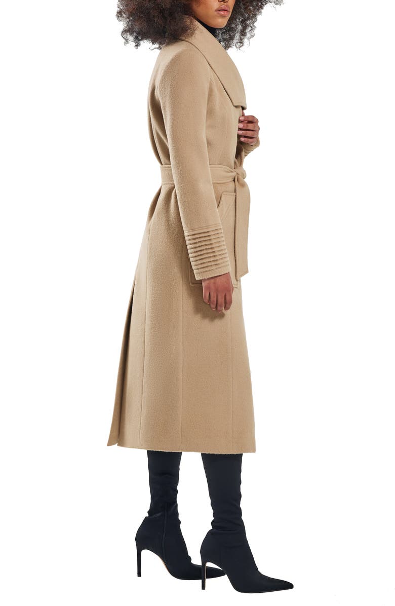 SENTALER Wide Collar Belted Alpaca & Wool Wrap Coat, Alternate, color, Camel