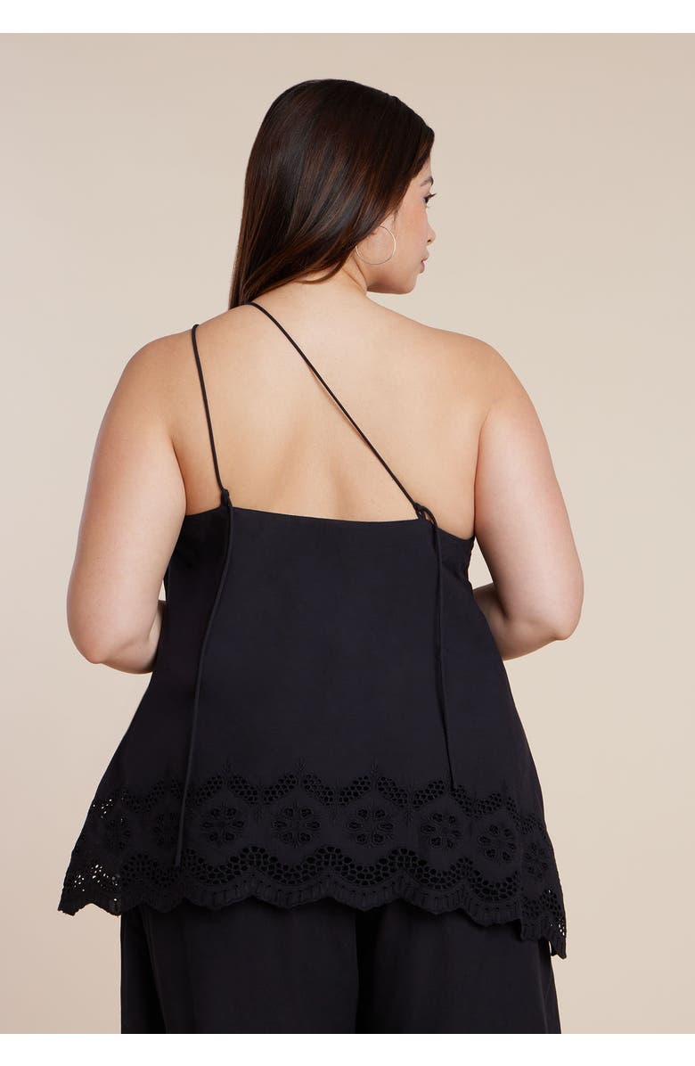 ELOQUII Eyelet Detail Top, Alternate, color, Black Onyx