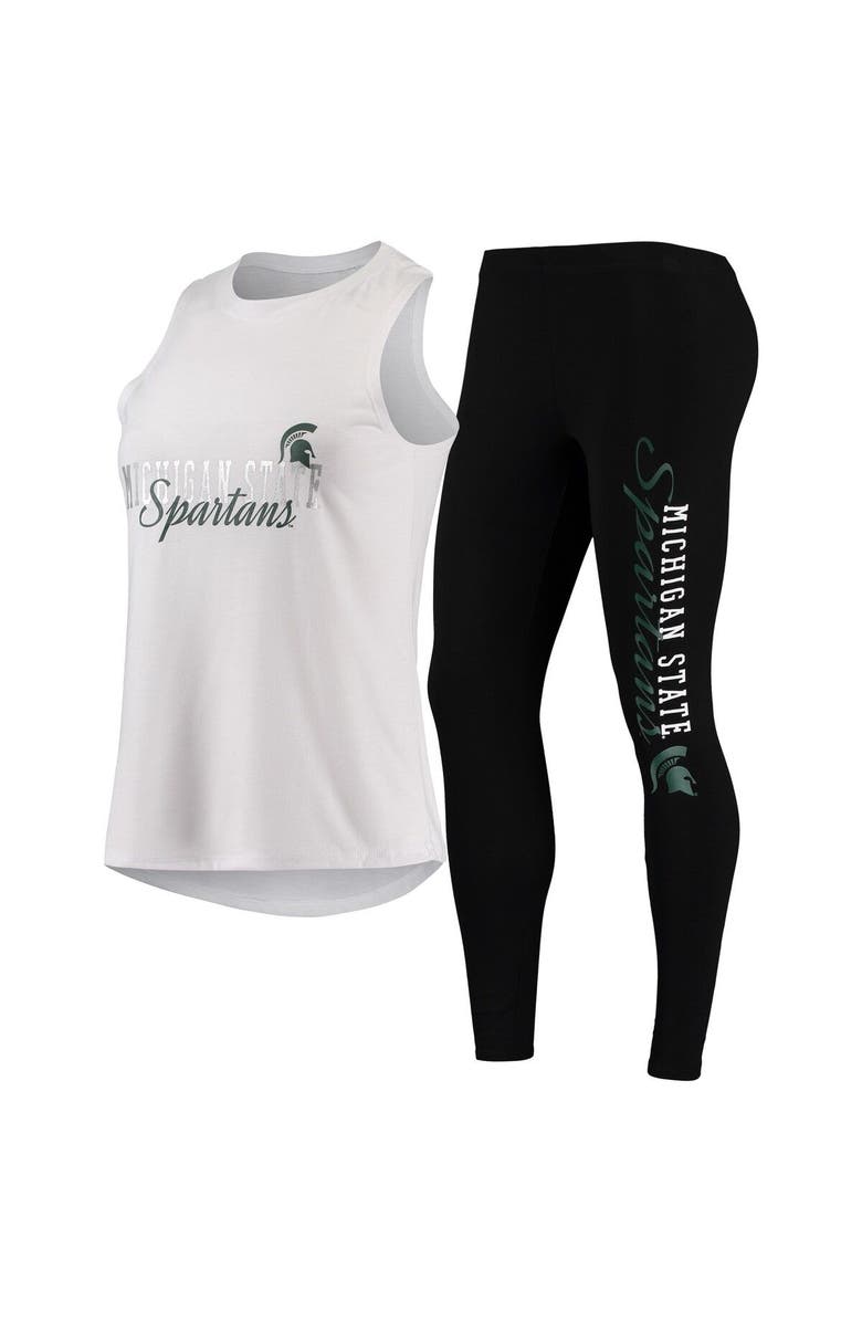 CONCEPTS SPORT Women's Concepts Sport White/Black Michigan State Spartans Tank Top and Leggings Sleep Set, Main, color, 