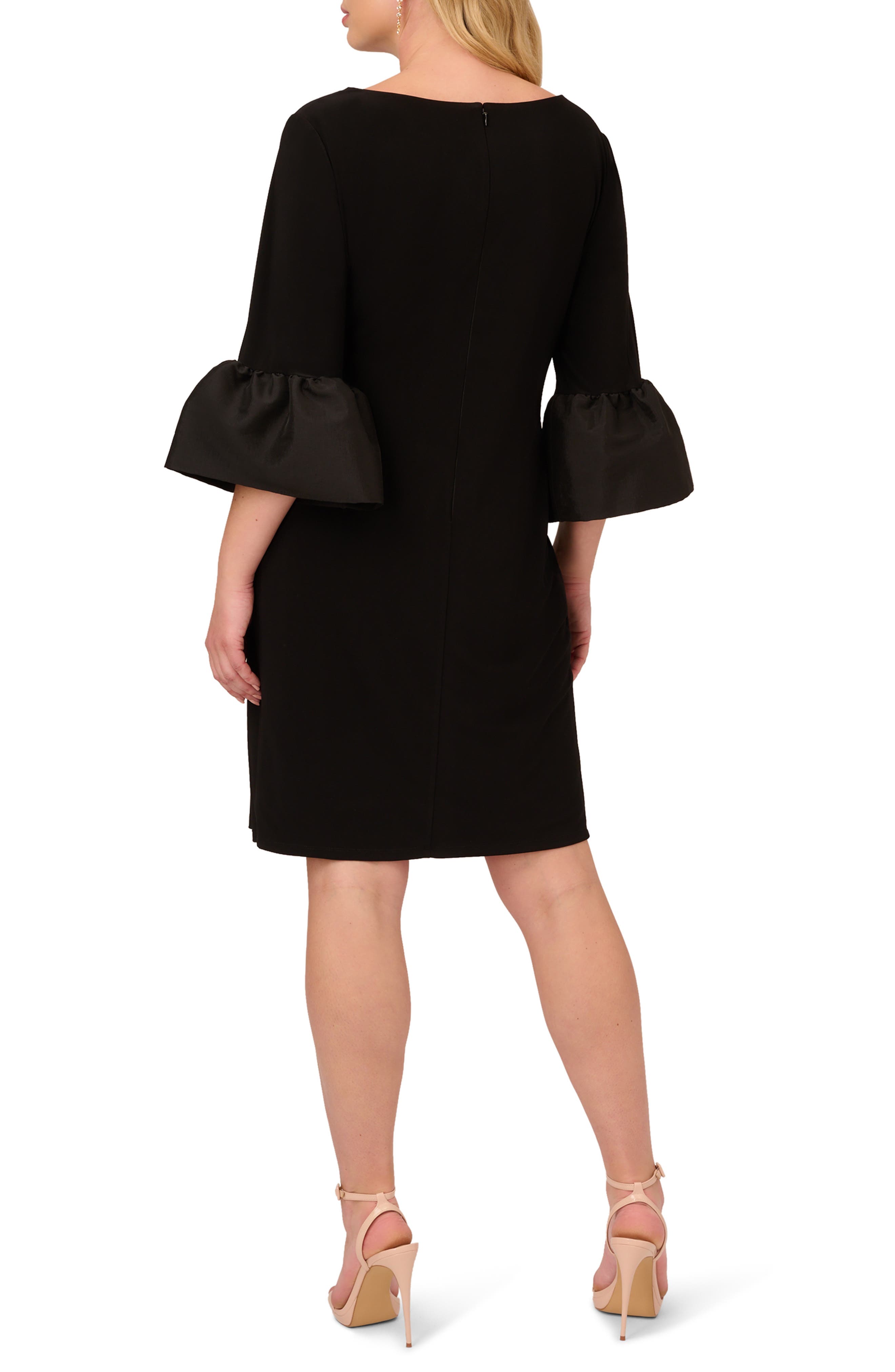 jersey bell sleeve dress Sheath Black dress