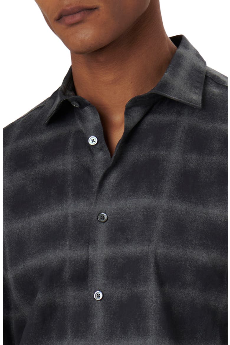 Axel Shaped Fit Windowpane Plaid Stretch Cotton Button-Up Shirt, Alternate, color, ANTHRACITE
