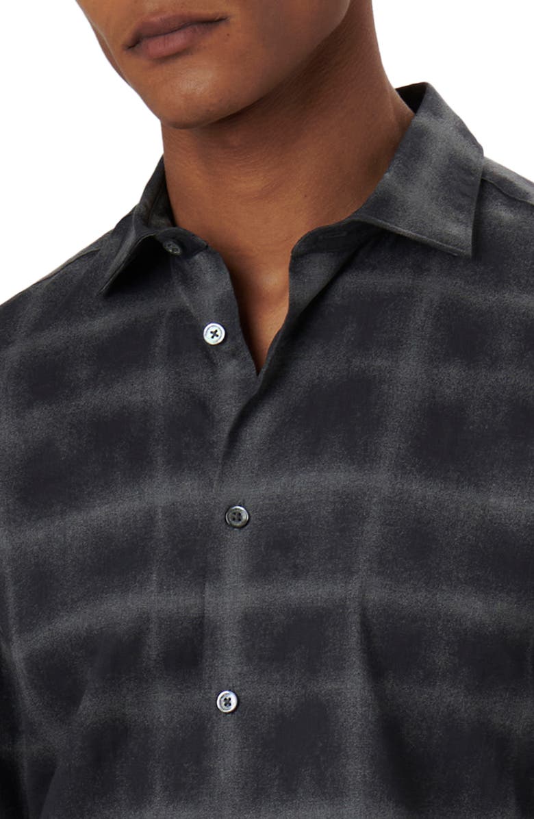 Bugatchi Axel Shaped Fit Windowpane Plaid Stretch Cotton Button-Up Shirt, Alternate, color,