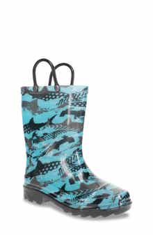 Western Chief Kids' Grunge Shark Lighted Waterproof Rain Boot