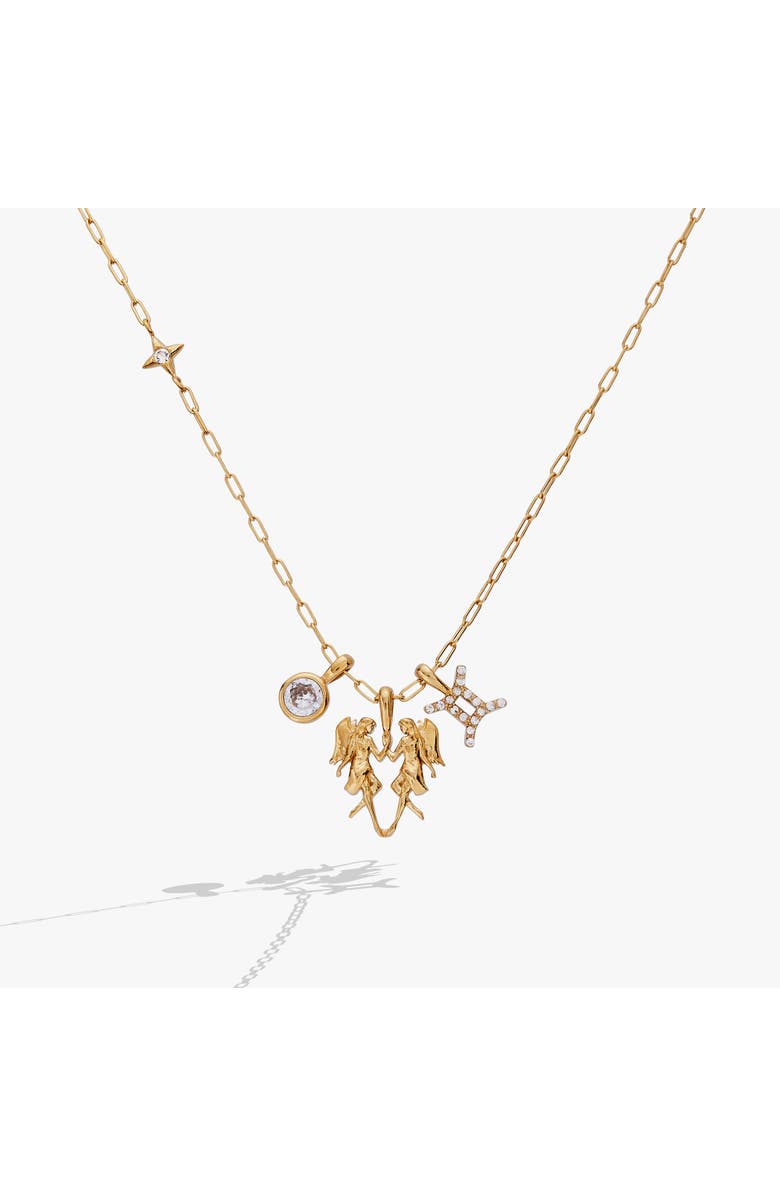 Alex and Ani Gemini Zodiac Charm Cluster Necklace, Main, color, Gold