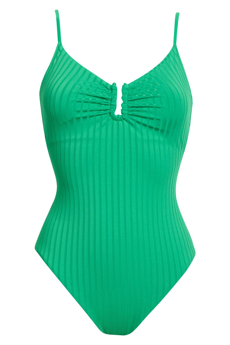 V-Wire Rib One-Piece Swimsuit, Alternate, color, ALOE