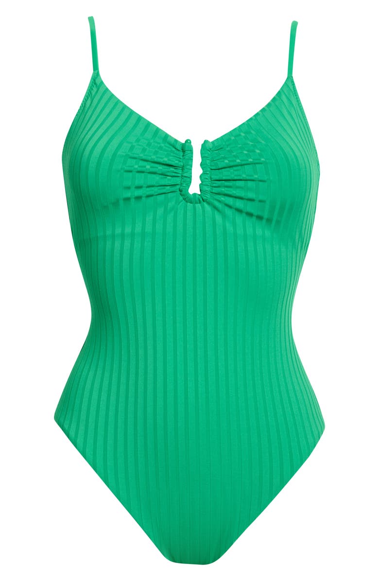 Sanctuary V-Wire Rib One-Piece Swimsuit, Alternate, color, Aloe