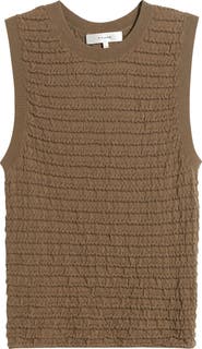 FRAME Smocked Silk Blend Sleeveless Top