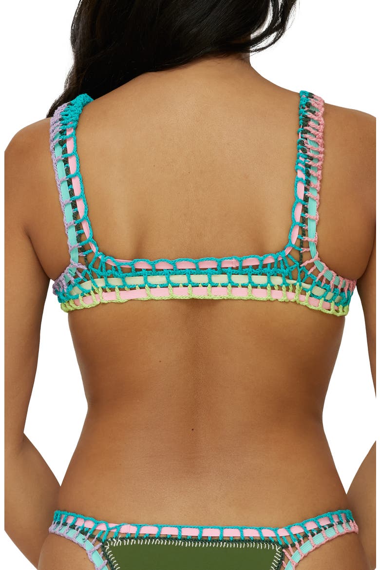 Colorful Whipstitch Trim Triangle Bikini Top, Alternate, color, OLIVE
