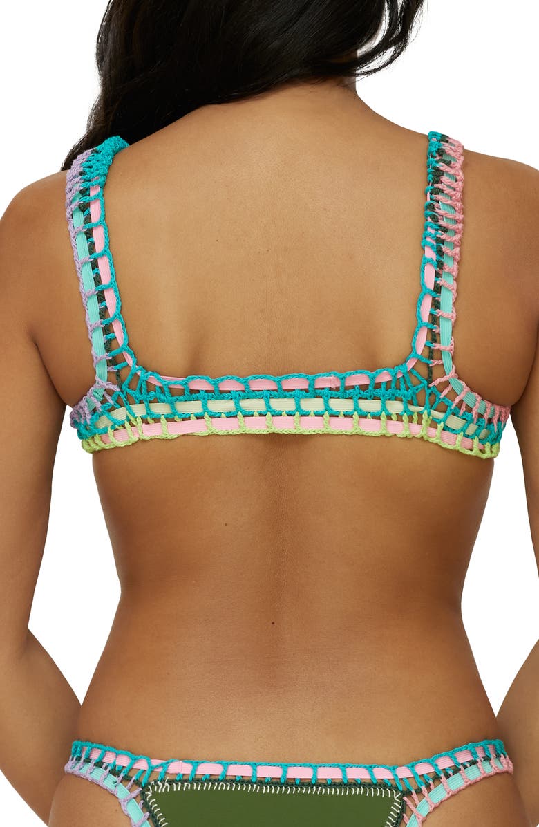 PQ SWIM Colorful Whipstitch Trim Triangle Bikini Top, Alternate, color, Olive