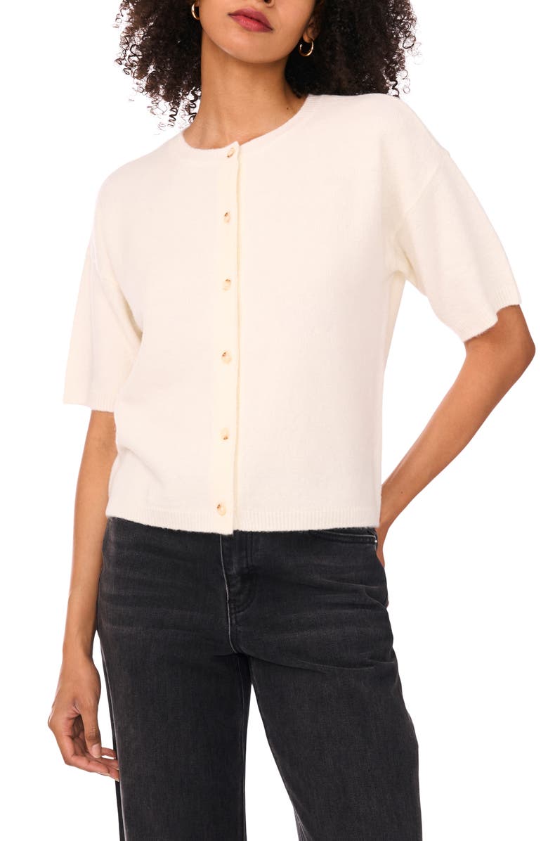 1.STATE Short Sleeve Cardigan, Main, color, Buttercream