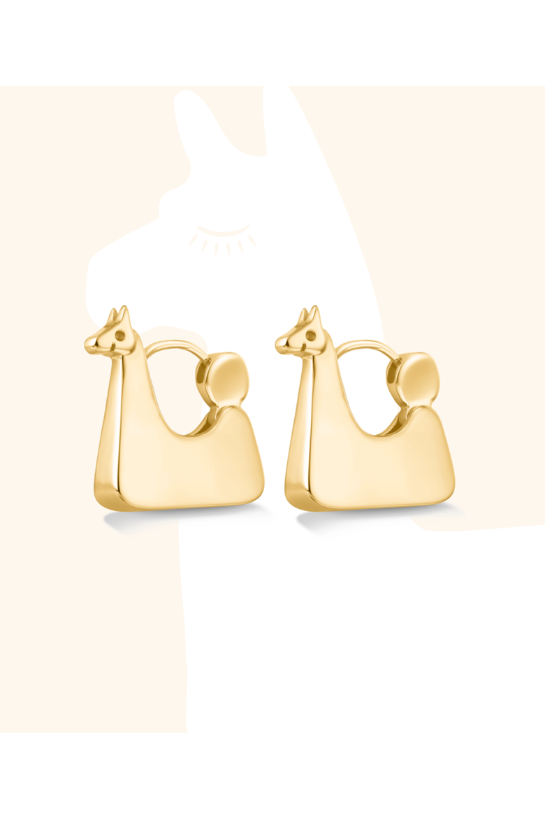 Llama Earrings, Main, color, Gold