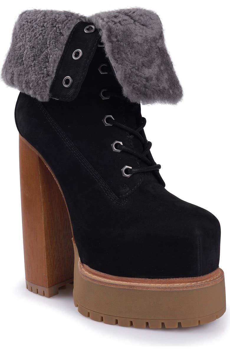 ZIGI Aden Faux Shearling Lined Platform Bootie, Main, color, Black Leather