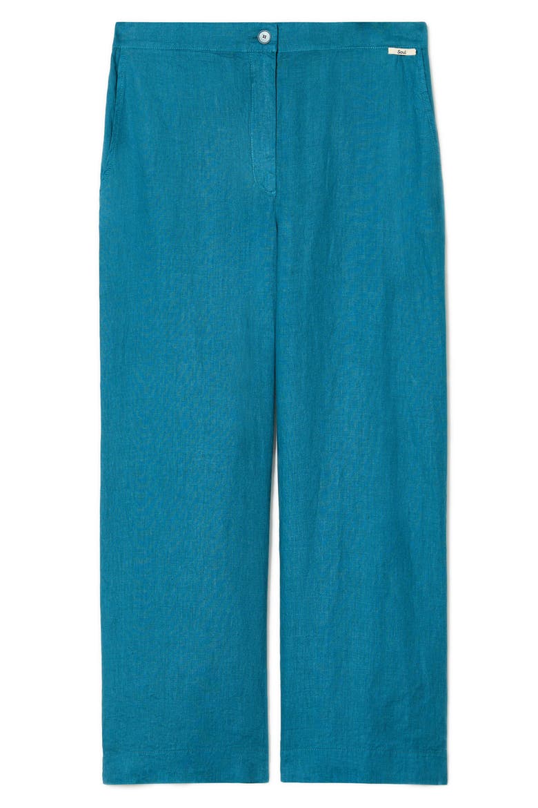 Vorafo Linen Crop Wide Leg Pants, Alternate, color, TURQUOISE