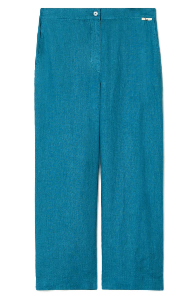 Marina Rinaldi Vorafo Linen Crop Wide Leg Pants, Alternate, color, Turquoise